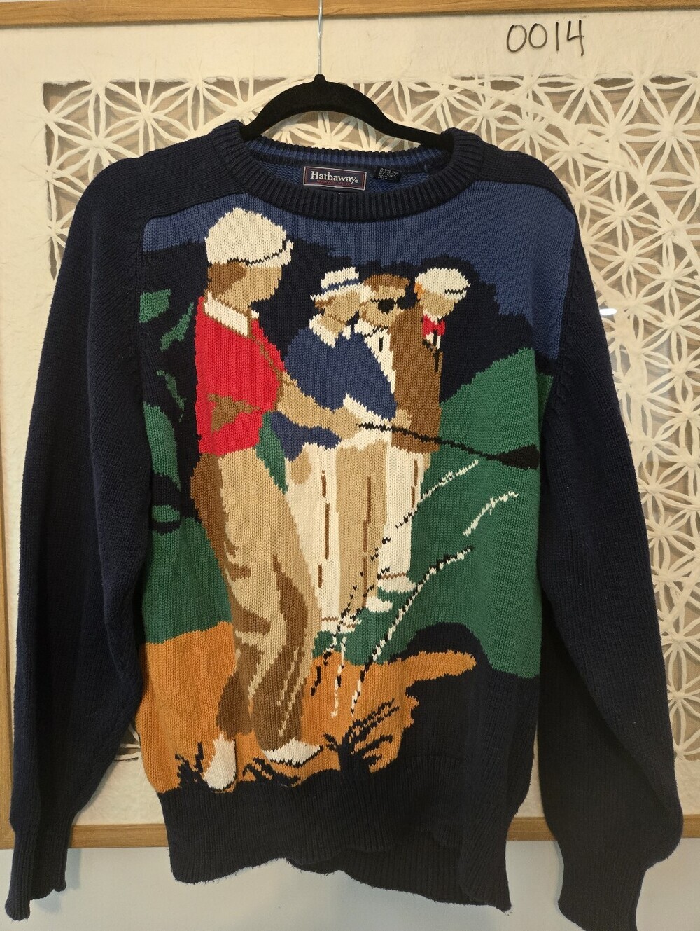 Vintage Hathaway Hand Intarsia Golf Sweater Men’s Large Multicolor 90s Knit - Picture 3 of 8